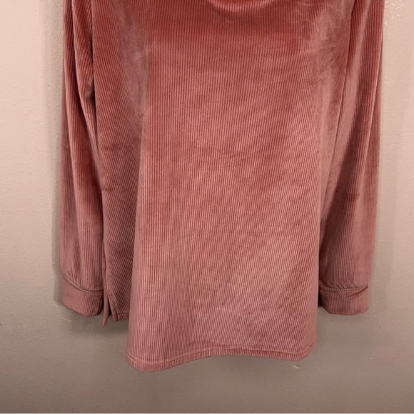Medium Soma Mauve Pink Peachy Ribbed Velour Sweatshirt Loungewear Casual - Picture 5 of 14